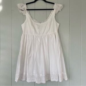 Lulus White Eyelet Cotton Mini Babydoll Dress LARGE